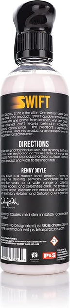 P & S PROFESSIONAL DETAIL PRODUCTS Swift Clean & Shine - Interior Cleaner & Protectant for Leather, Vinyl, Plastic - Cleans, 
