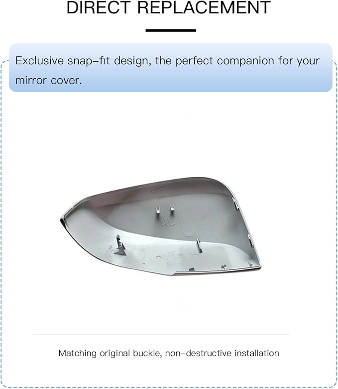 Left Driver Side Mirror Cover Cap Compatible with Toyota Rav4 2019-2024 Pearl White