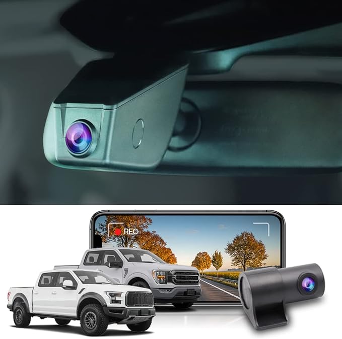 Fitcamx Front 2K Rear 1080P Dash Cam for 2021-2025 Ford F150 F250 Limited XLT XL Raptor Lariat Platinum King Ranch Tremor, OE