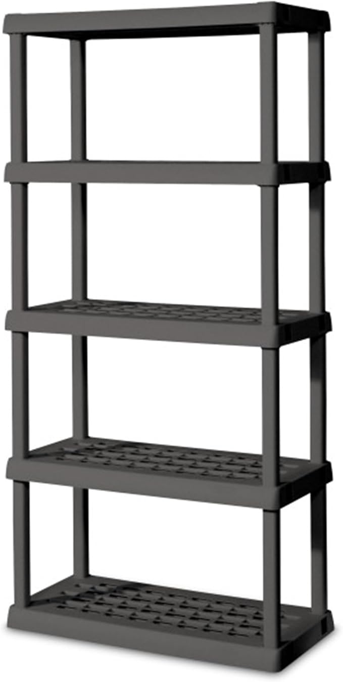 Sterilite 2-Pack 5 Shelf Unit, Heavy-Duty Shelving Storage Rack for Home and Garage, Gray - Multipurpose Plastic Organizer Sh