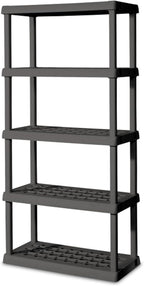 Sterilite 2-Pack 5 Shelf Unit, Heavy-Duty Shelving Storage Rack for Home and Garage, Gray - Multipurpose Plastic Organizer Sh