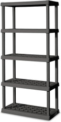 Sterilite 4-Pack 5 Shelf Unit, Heavy-Duty Shelving Storage Rack for Home and Garage, Gray - Multipurpose Plastic Organizer Sh