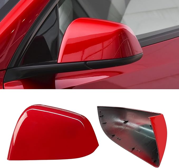 Jaronx Compatible with Tesla Model Y Side Mirror Cover Replacement 2020 2021 2022 2023 2024, Left Driver Side Door Wing Red Rearview Mirror Cover Cap for Tesla Model Y Accessories