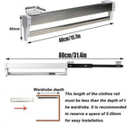 Pull-Out Clothes Rail,Extendable Clothes Rail with Sliding Track,Pull Out Closet Rod Adjustable Wardrobe Rail Clothes Rack,Wa