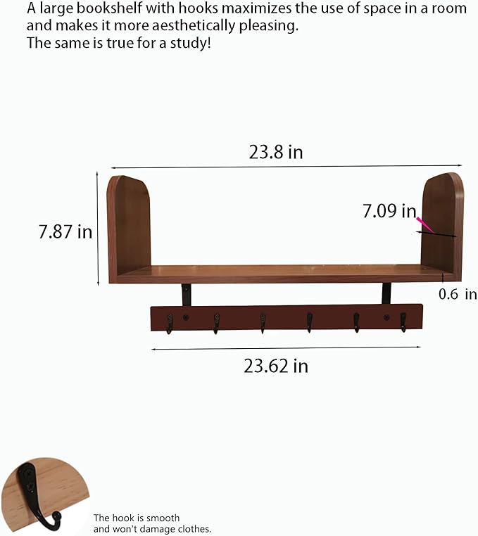 Selling at a Loss Promotion,Wooden Shelf with Hooks - Multipurpose Organizer for Kitchen, Books, Kitchen Shelf - Wall Mounted