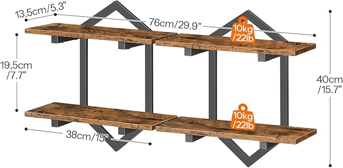 HOOBRO Floating Shelf and Console Table Bundle, Wall Mounted Storage Shelves 2-Tier, Small Entryway Table with Storage Shelve