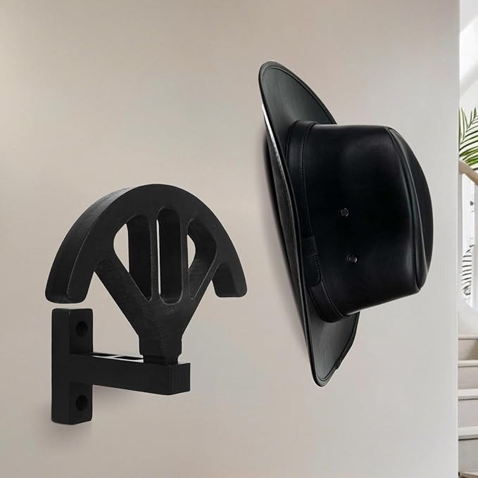Wall mounted wooden cowboy hat rack, adjustable western cowboy hat rack, used for wide brimmed hats, hat storage, black, for 