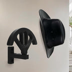 Wall mounted wooden cowboy hat rack, adjustable western cowboy hat rack, used for wide brimmed hats, hat storage, black, for 