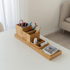Bamboo Vanity Tray, 6-Piece Bathroom Countertop Vanity Tray Set, Makeup Kitchen Desk Organizer and Storage - Holds Small Item