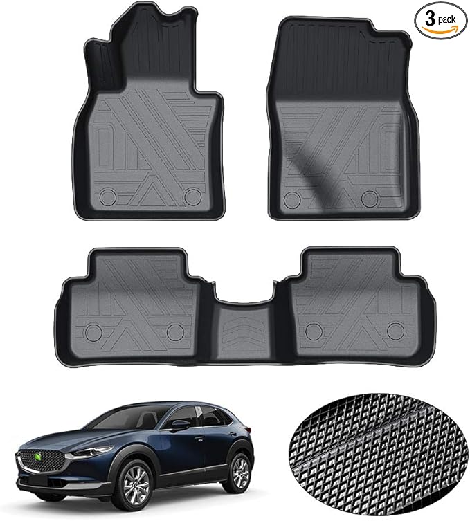 KUST Floor Mats for 2020-2025 2026 Mazda CX-30, All Weather Floor Liners TPE Front Rear 2 Row Car Mats for CX30 Accessories High Edge Non-Slip