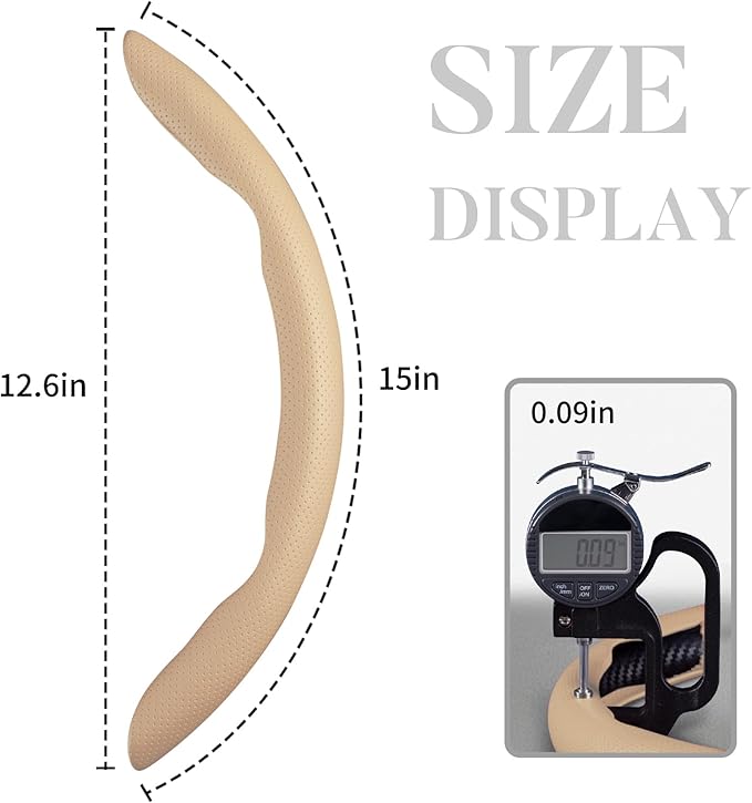 Car Steering Wheel Cover Leather Snap On 3Pcs Set Non-Slip Protector Wrap Steering Wheel Accessories 14.5-15 inch Universal B