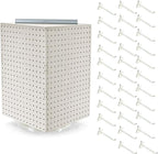 Azar Displays 701414-WHT-4W32 Rotating Countertop Display Kit with Peg Hooks Included, 14 Inches Wide x 14 Inches Deep x 20 I