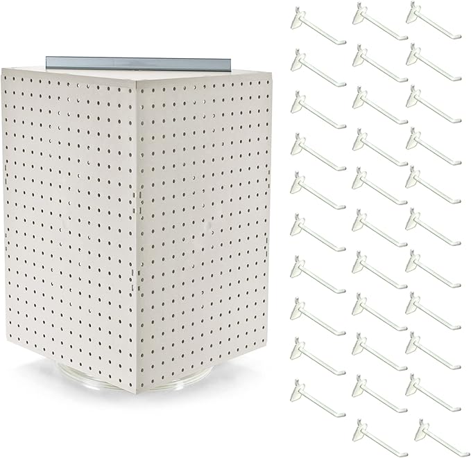 Azar Displays 701414-WHT-4W32 Rotating Countertop Display Kit with Peg Hooks Included, 14 Inches Wide x 14 Inches Deep x 20 I