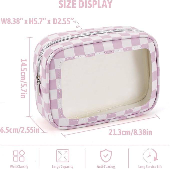 YOPCDJ 3PCS Clear Toiletry Bag,TSA Approved Travel Makeup Pouch with Zipper for Cosmetics and Toiletries，Diaper Bag Organizer