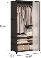 Portable Closet,Portable Closets for Hanging Clothes,Japanese Style Wardrobe with 1 Hanging Rods,2 Storage Shelves,27.5" L x 