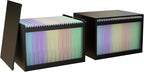 Bamboo Hanging File Boxes with Lids 2 Pack, File Organizer Box for Letter/Legal File, File Box with Hanging Folders Acrylic L