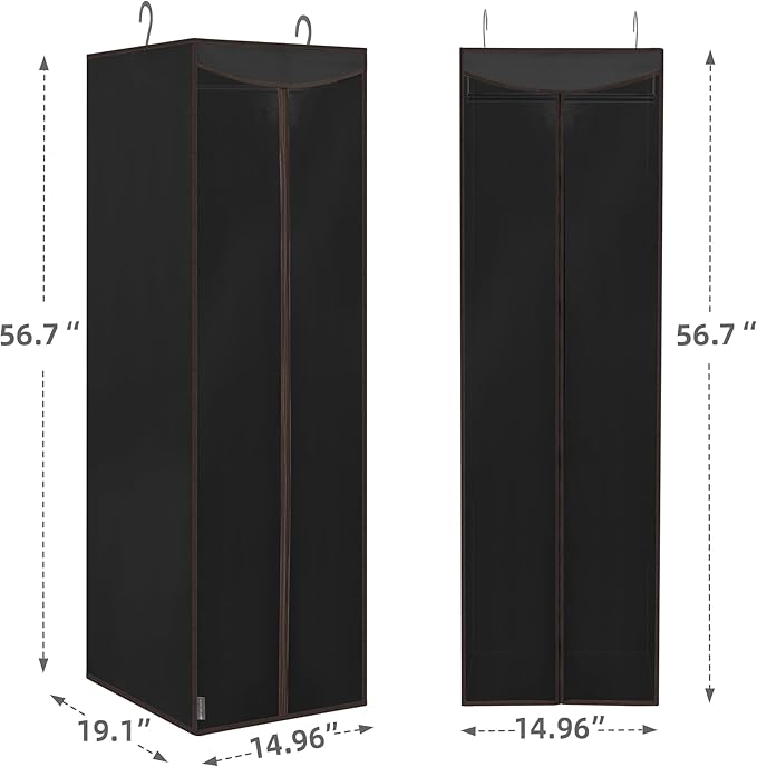 STORAGE MANIAC 2-Pack Hanging Garment Bag Zipper Cover with Sealed Clear Window, Long Garment Cover for Closet Storage Wardro