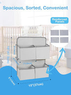 Hanging Diaper Organizer for Crib/Playard/Bassinet/Playpen – Hold 80+ Diapers - Changing Table Diaper Holder - Hanging Diaper