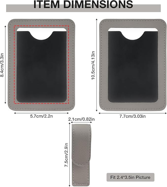 HIIXHC 2Pcs Car Picture Holder, Magnetic Car Photo Holder, Sun Visor Photo Clip for 3 Inch Photos, Personalized PU Leather Visor Clip for Drive Safe Daddy/Family/Pet Pictures | Car Accessories