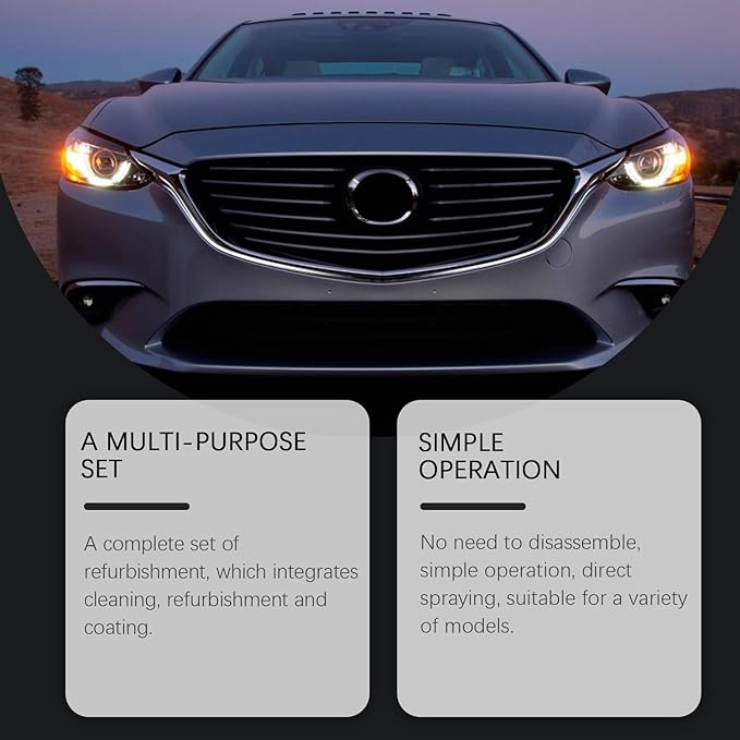 Headlight Cleaner, Headlight Restoration Kit, Automotive Headlamp Restoration Fluid Kit, Q4 Headlight Restoration, for All Ve