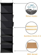 2 Packs Hanging Closet Organizer, 6-Shelf Closet Organizers and Storage with Side Pockets, Collapsible Hanging Shelves for Cl