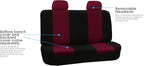 FH Group Car Seat Covers Flat Cloth Automotive Burgundy Full Set, Rear Solid Bench Universal Fit Combo Steering Wheel Cover & Seat Belt Pads Car Seat Protector Cars Trucks SUV Interior Accessories