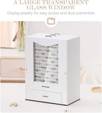Homde Jewelry Organizer with Transparent Window Necklace Hooks Gift for Women Jewelry Box Display Case for Necklaces Rings Ea