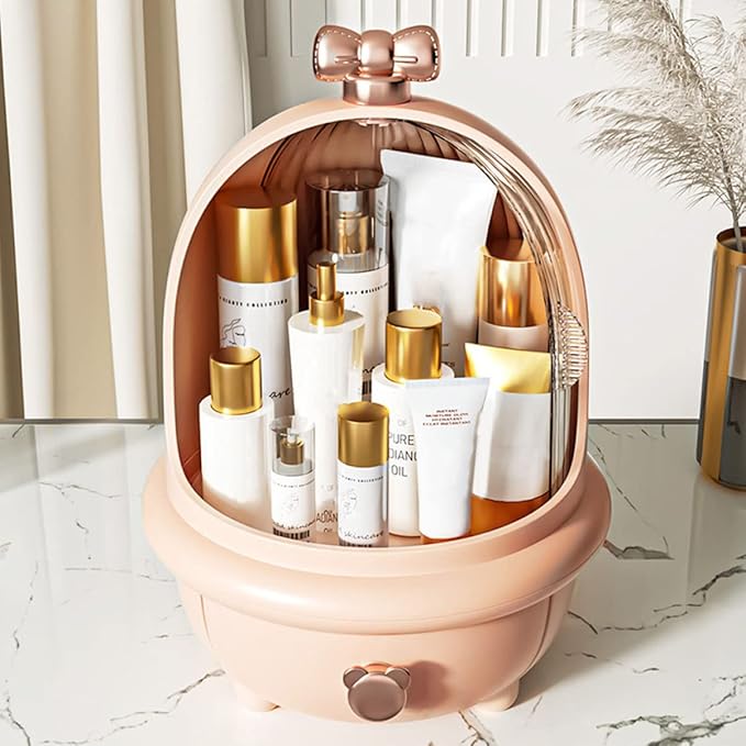 DOITOOL Box Makeup Box Storage Shelf Display Cabinet Skin Care Storage Pink Cosmetic Organizer Desktop Syrup