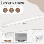 72 Inch Floating Shelves, 8 Inch Deep Floating Shelves for Wall, Hanging Shelf with Invisible Brackets, Deep Shelves for Bath