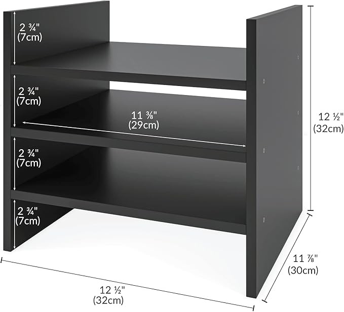 Ballucci 4-Tier Paper Sorter and File Organizer for Desk, Wood Mail Sorter, Fits into IKEA Kalax and ClosetMaid Cube Storage 