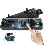 10'' Mirror Dash Cam Night Vision 1080P FHD Full Touch Screen Front and Rear View Backup Camera for Cars Loop Recording Strea