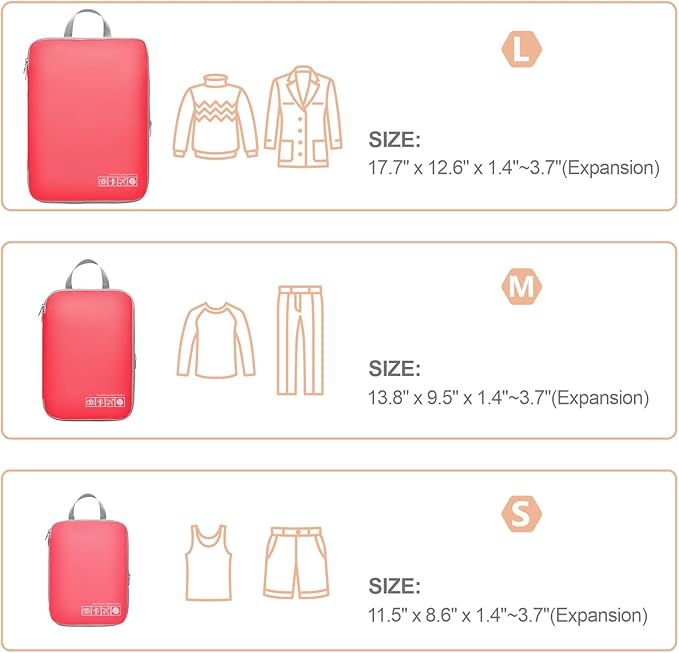 Cambond Compression Packing Cubes for Travel - Lightweight Expandable Travel Bags Luggage Organizers Travel Essentials Compre