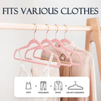 HOUSE DAY Pink Velvet Hangers 120 Pack, Premium Non-Slip Felt Clothes, Sturdy Heavy Duty Coat, Durable Hangers for Suits, Spa