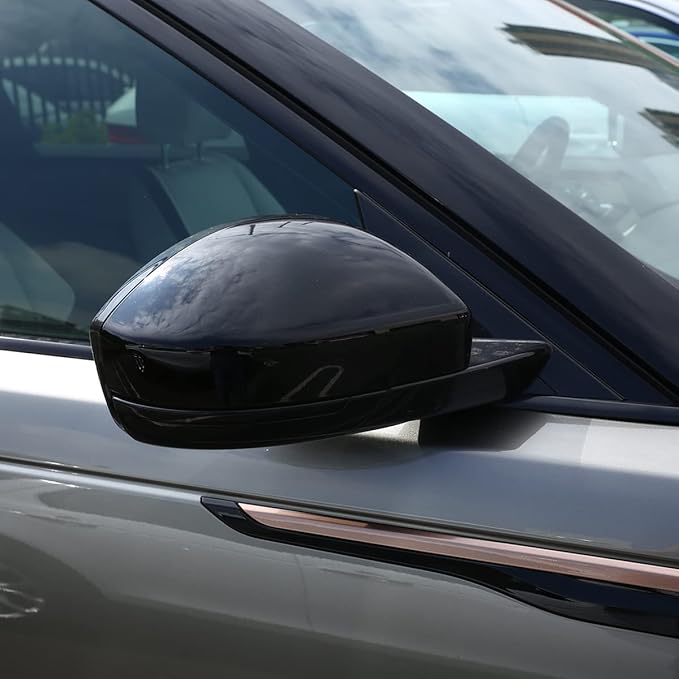 ABS Rearview Mirror Cover Side Mirror Protector Exterior Decoration for Land Rover Evoque 2016-2019,For Land Rover Discovery Sport 2015-2019,For Jaguar F-Pace X761 (Bright black)