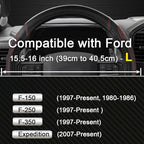 West Llama Customized Auto Car Steering Wheel Cover for Ford F-150, F-250, F-350, Expedition(Diamond Quilted - Black+Red)