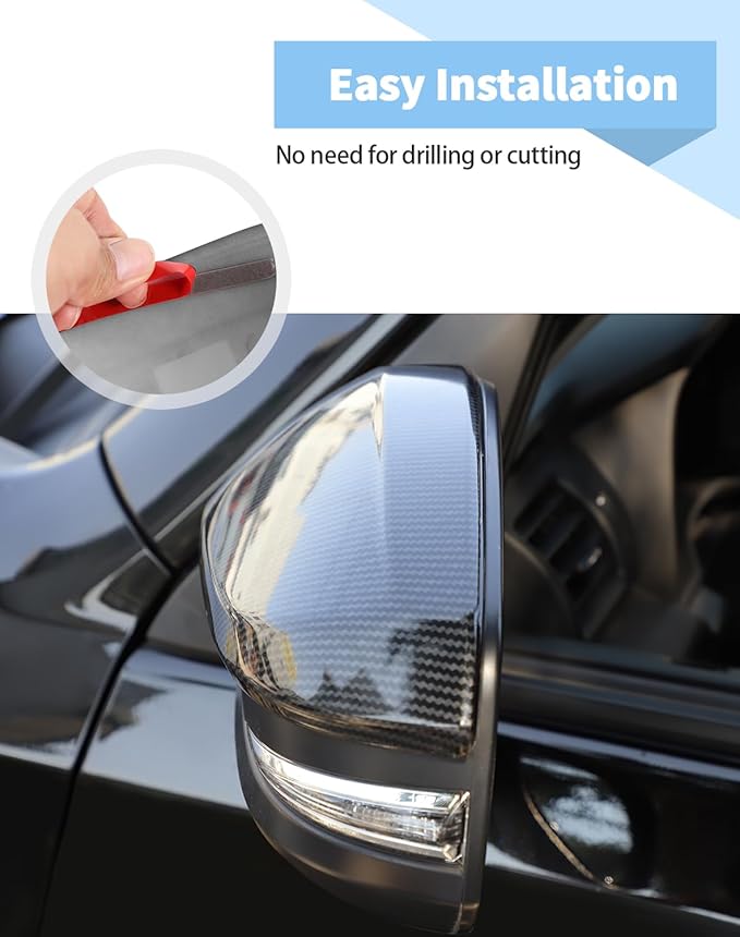 Voodonala for Toyota 4Runner 2017-2023 Side Rearview Mirror Cover Compatible with Toyota 4Runner 2017-2023 (Black Carbon Fiber)