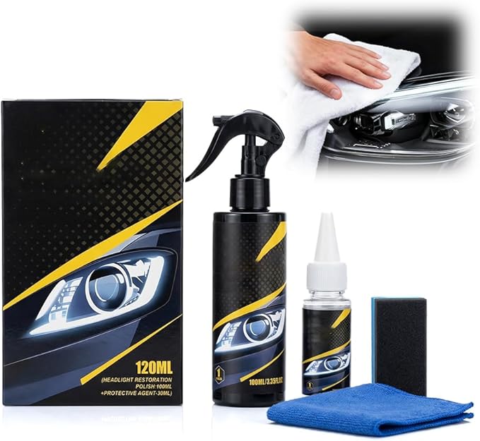 Ceramic Car Headlight Restoration Kit, 2026 Upgraded Headlight Cleaner and Restorer Kit, No Sanding Required, Restoring to Li