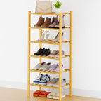 Smiry Shoe Rack, 6 Tier Thick Small Bamboo Shoe Organizer, Stackable Free Standing Wooden Shoe Storage Shelf for Closet, Entr