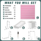 MULSAME Pegboard Combination Kit, Wall Mounted Storage Set with 8 Pegboards & 28 Accessories Hanging, Peg Boards Organizer fo