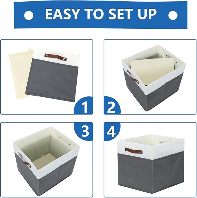 Temary Cube Storage Bins 4Pack Foldable Cube Baskets for Clothes Shelf Storage Basket with Handles, Storage Box Fabric Storag