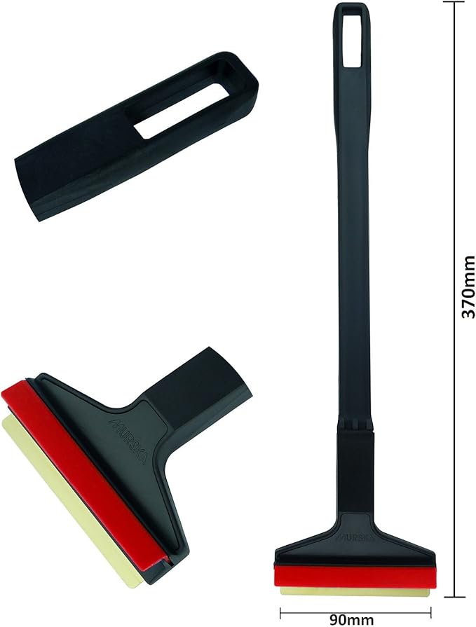 Ice Scraper Brass Blade Car Ice Scraper Long Handle 14,5 inch Ice Scraper for Car Snow Scraper Ice Scrapers for Car Windshield Original Murska from Europe (L&P A055 Black Red)