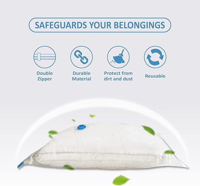 Roomimaster Vacuum Storage Bags, Vacuum Seal Space Saver Bags for Clothing, Travel Lugggage, Carry-on, Blankets, Comforters, 