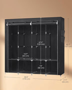 SONGMICS Portable Closet, Wardrobe Closet Organizer with Cover, 4 Hanging Rods and Shelves, 4 Side Pockets, 17.7 x 66.9 x 65.