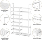 ROJASOP White Shoe Rack, Tall Metal Shoe Rack Organizer for Entryway Closet Garage, 8 Tier Large Shoe Shelf for 26-32 Pairs B