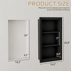 Solid Wood 14 X 24 Recessed Medicine Cabinet,3-Tier, Medicine Cabinet Organizer,Wall Niche, Bathroom Wall Cabinet, Recessed B