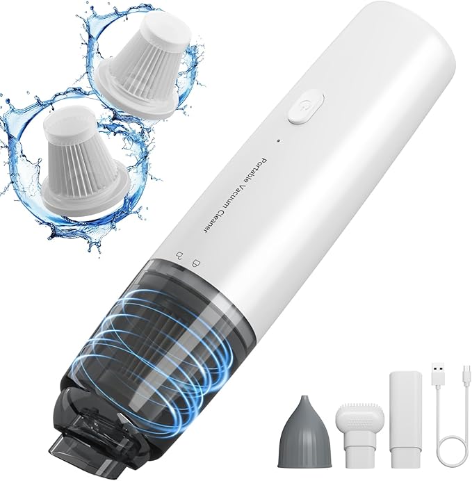 Handheld Vacuum Cordless, Car Vacuum Portable with 2 Suction Modes, Blow & Suction 2-in-1, Mini Vacuum Cleaner Rechargeable f