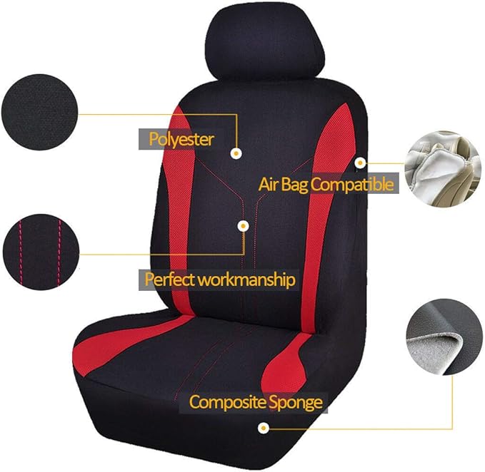 Flying Banner Car Seat Covers Front Seats and Rear Bench Mesh Fabric Rear Bench Split Polyester Cover Easy Installation SUV C