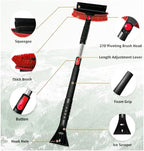 42" Extendable Snow Brush & Ice Scraper for Car Windshield, Heavy Duty 180° Pivoting Black Cleaning Broom for Auto SUV Truck, Detachable Snow Removal Tool with Telescoping Aluminum Rod