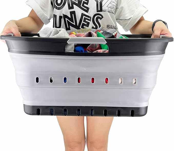 SAMMART 42L (11 gallon) Collapsible Plastic Laundry Basket - Foldable Pop Up Storage Container/Organizer - Portable Basket - 