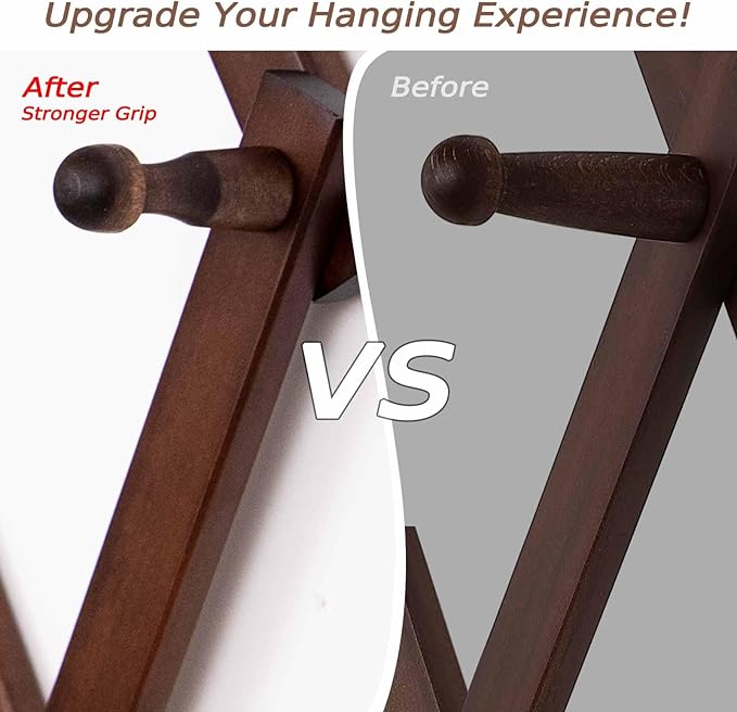 SCUNDA 16 inch High Accordion Wall Hanger with 14 Hooks, Wooden Wall Expandable Coat Rack for Coat, Hats, Baseball Caps, Coff